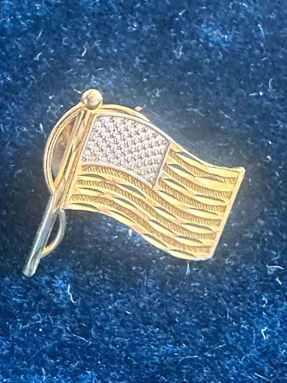Michael Anthony Solid 14k Yellow Gold American Flag Tie Tack Lapel Pin